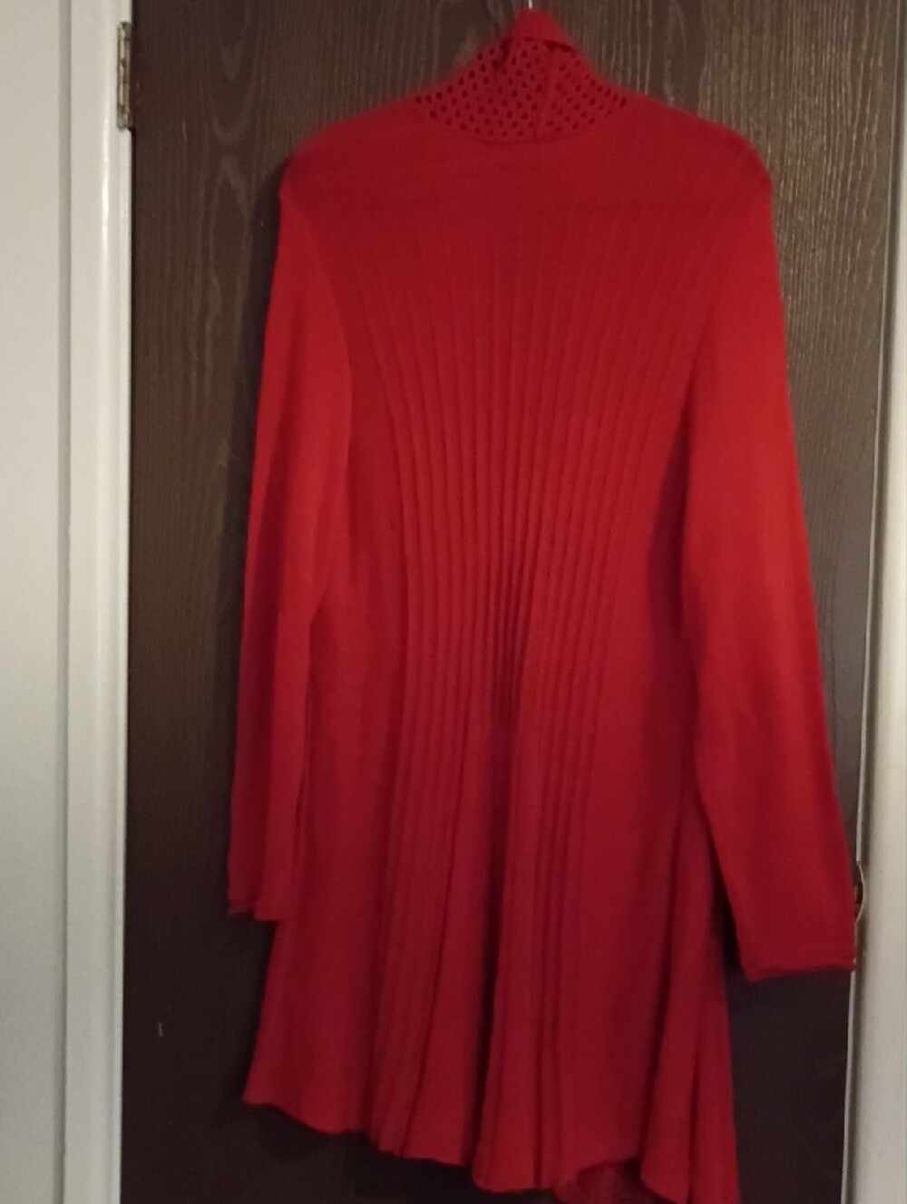 Notations Red Open-Front Knit Cardigan - Picture 3 of 5